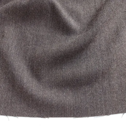 Wollstoff Pfeilspitzmuster mit Struktur Made in Italy - dunkelbraun - Deadstock Stoff