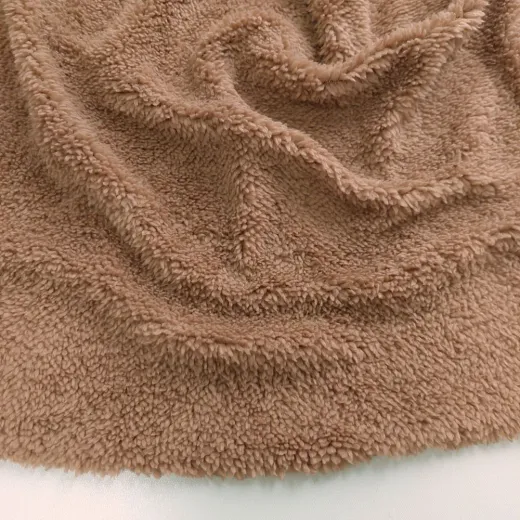 Teddystoff Teddyfleece Meterware – Sherpa, weich & elastisch, rotbraun