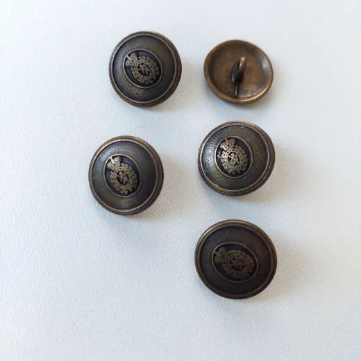 Blazerkn�pfe Metall Wappen mit Krone Altmessing mit �se 20 mm, 5 St�ck