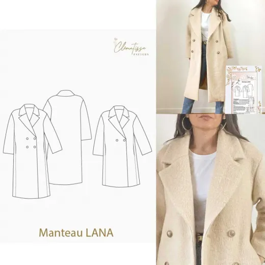 Papierschnittmuster Mantel LANA – zweireihig mit Reverskragen