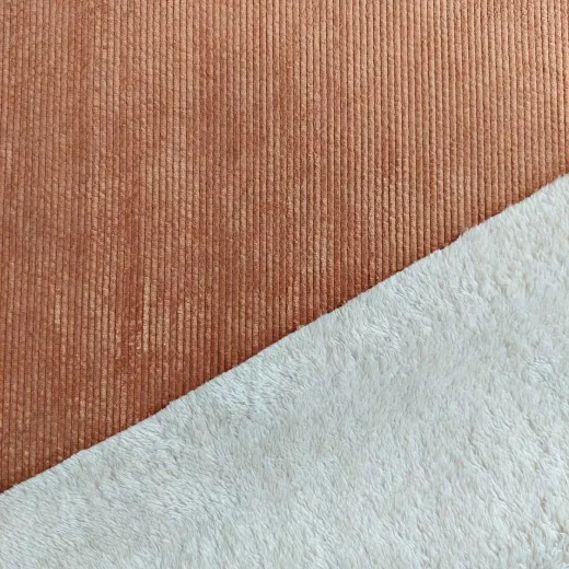 Cordstoff mit Fellabseite – Stretch Cord Teddy, Cognac Braun