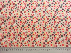 RESTSTCK 113 cm Baumwollstoff Vintage Blumen&Herzen - beige