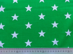 Baumwollstoff groe weie Sterne Big Star, grasgrn