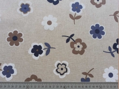 Dekostoff Blumen - blau wei braun auf natur