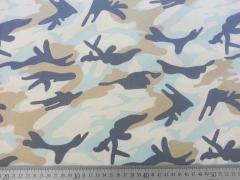 Stretchbaumwolle Camouflage- beige/hellblau