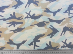 RESTSTCK 116 cm Stretchbaumwolle Camouflage- beige/hellblau