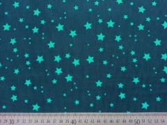 Feincord diverse Sterne - trkis auf aquamarin