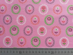 Jersey Medaillons mit Blumen, rosa