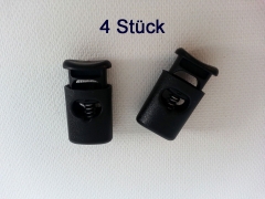 4 ovale Kordelstopper mit Feder, schwarz