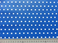 beschichtete Baumwolle Punkte 6mm, weiß kobaltblau