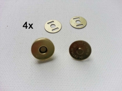 4 Magnetknpfe rund 13 mm  fr Taschen, matt gold