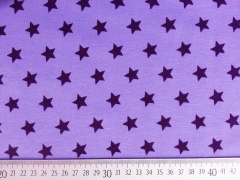 RESTSTCK 39 cm Jersey Sterne 1,5 cm lila auf helllila