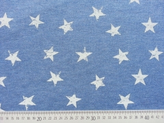 RESTSTCK 25 cm Sweat Sterne 3,5 cm jeansblau melange mit grau