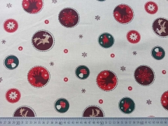 Canvas Stoff Kreise mit weihnachtlichen Motiven, natur