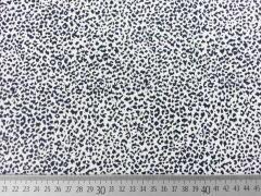 RESTST�CK 46 cm Baumwolljersey Stoff kleingemustert abstraktes Leopardenmuster, dunkelblau cremeweiss