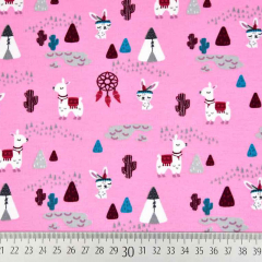 RESTST�CK 39 cm French Terry Sweatstoff Lamas Kakteen Tipis, rosa