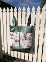 Dekostoff Rosen Rosenbouqet, rosa hellgr�n hellblau
