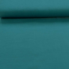 RESTST�CK 41 cm Musselin Stoff Double Gauze uni, petrol