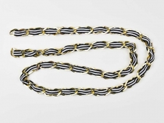 Taschenkette Gold mit Band 1m-St�ck, schwarz wei�