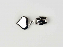 Schieber mit Herz f�r Rei�verschluss mit 6,5 mm Spirale, SILBER