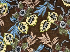 RESTST�CK 51 cm Viskosejerseystoff exotische Blumen, khaki gelb braun
