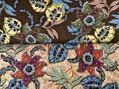 RESTST�CK 51 cm Viskosejerseystoff exotische Blumen, khaki gelb braun