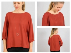 Papierschnittmuster weite Bluse mit gerafftem �rmelsaum FRAU HOLLY Studio Schnittreif
