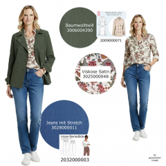 RESTST�CK 83 cm Baumwoll Twill Trenchcoat Stoff Stretch, moosgr�n