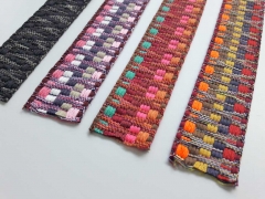 Gurtband Ethno Zickzack Streifen 38mm, rosa beige navy