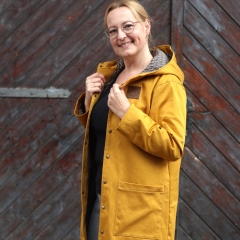 RESTST�CK 50 cm Baumwoll Twill Trenchcoat Stoff Stretch, ockergelb
