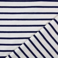 RESTST�CK 85 cm Sweatstoff French Terry Streifen, dunkelblau cremewei�
