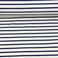 RESTST�CK 85 cm Sweatstoff French Terry Streifen, dunkelblau cremewei�