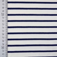 RESTST�CK 85 cm Sweatstoff French Terry Streifen, dunkelblau cremewei�