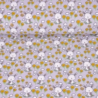Jerseystoff Hasen Blumen Schmetterlinge, hellgrau