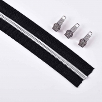 endlos Rei�verschluss metallisiert SILBER 5 mm Spirale + 3 Schieber, schwarz