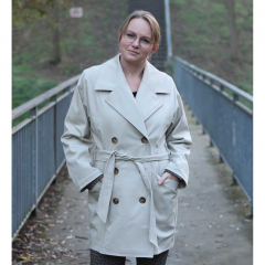 Baumwoll Twill Trenchcoat Stoff Stretch, hellbeige