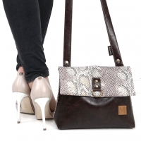 Lederimitat Vintage Look mit Geweber�cken, dunkelbraun