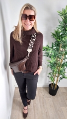 Lederimitat Vintage Look mit Geweber�cken, dunkelbraun