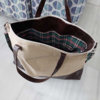 Lederimitat Vintage Look mit Geweber�cken, dunkelbraun