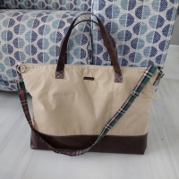 Lederimitat Vintage Look mit Geweber�cken, dunkelbraun