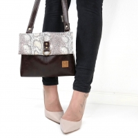 Lederimitat Vintage Look mit Geweber�cken, dunkelbraun