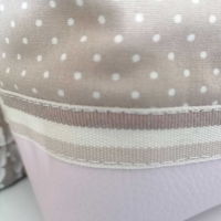 Baumwollstoff kleine Punkte beschichtet Petite Dots, wei� hellbeige
