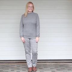 Strickstoff Rippen l�ngs Meterware, grau meliert