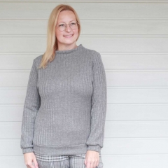 Strickstoff Rippen l�ngs Meterware, grau meliert