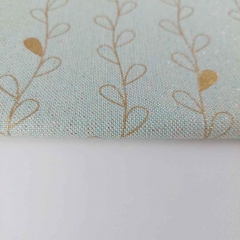 Dekostoff Retrobl�tter Ranken Gold Metallic Glitzer, hellmint