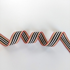 Webband Streifen 20 mm, rot beige schwarz wei�