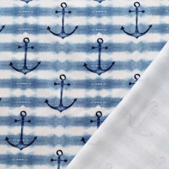 RESTST�CK 85 cm Sweatstoff French Terry Anker Streifen, jeansblau wei�