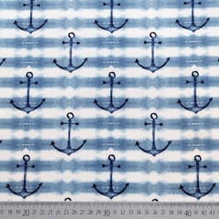 RESTST�CK 85 cm Sweatstoff French Terry Anker Streifen, jeansblau wei�