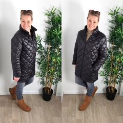 RESTST�CK 34 cm Steppstoff Rauten wattiert matt gl�nzend, schwarz