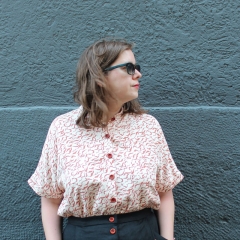 Viskose Twill Stoff abstraktes Muster Blusenstoff, terracotta cremewei�